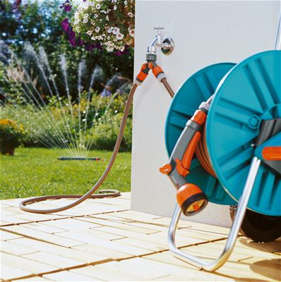 Gardena Winkelhahnstück 2999 – Anschluss G 3/4 / G 1/2, Kunststoff, Grau/Orange, für G 3/4- und G 1/2-Wasserhähne