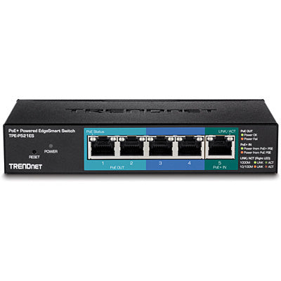 TRENDnet TPE-P521ES – Managed Switch – 5× 1G, PoE+, PoE-Budget 18 W, Desktop