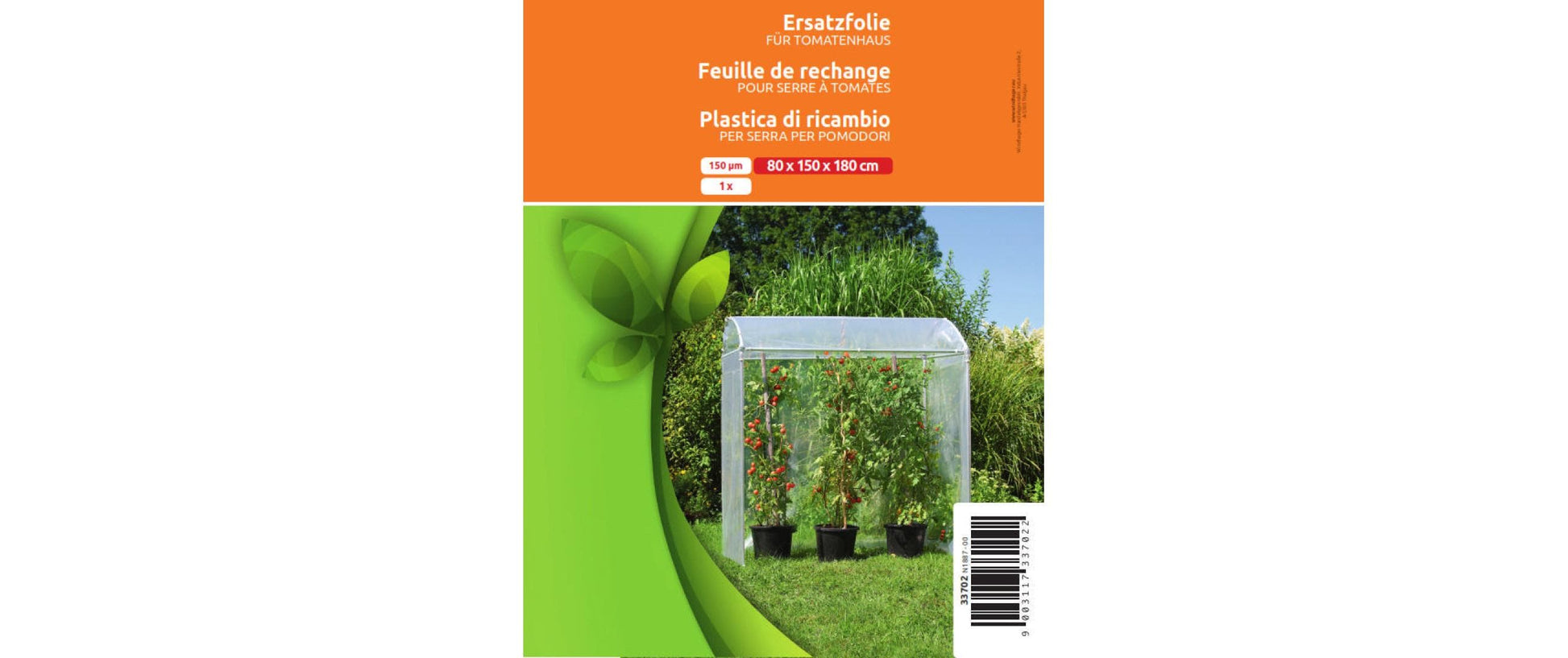 Windhager Ersatzfolie – 80 × 150 × 180 cm, Polyethylen, Transparent, für Tomatengewächshaus