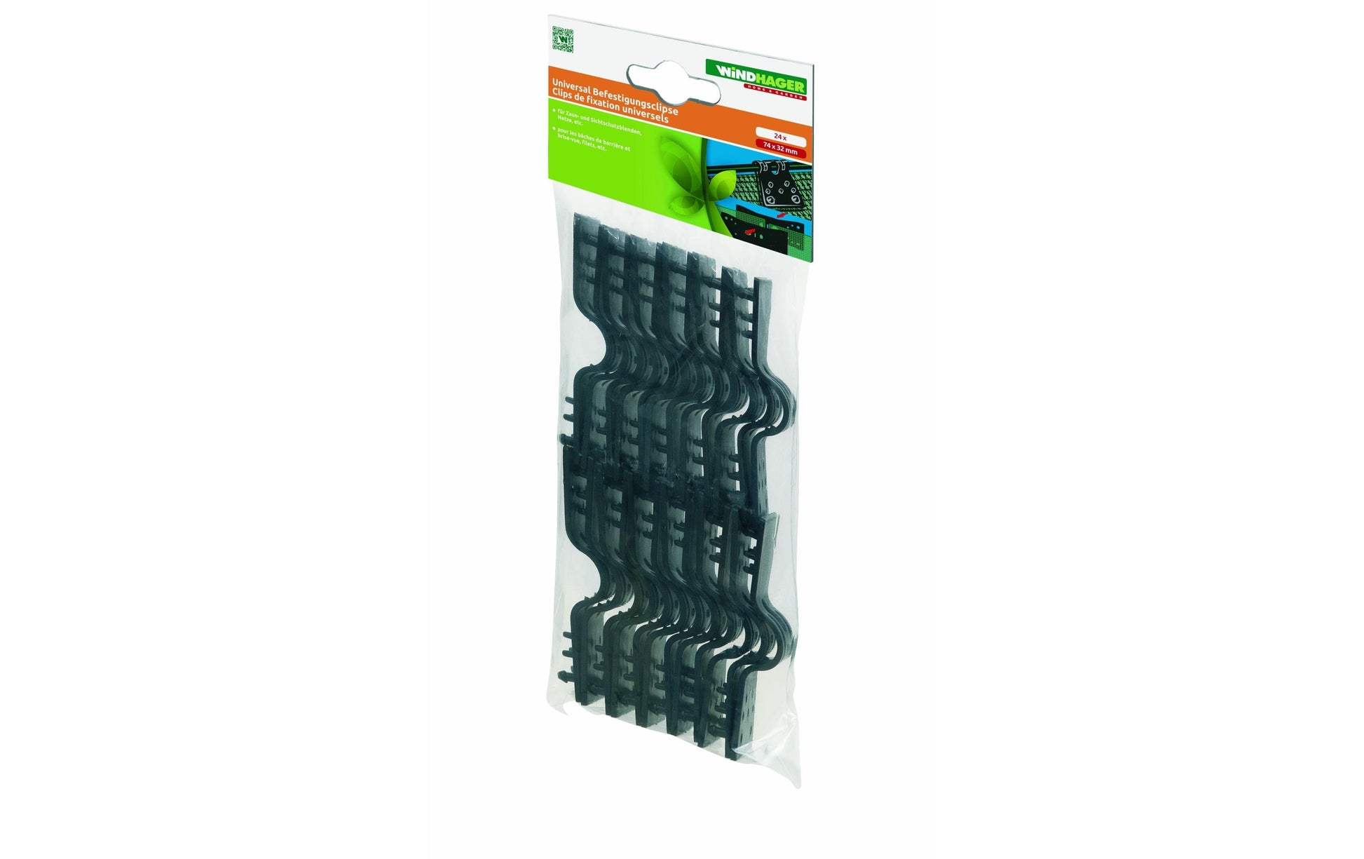 Windhager Befestigungs-Clip 32 × 2 mm Kunststoff – für Hagelschutz-Netze – 24 Stk – wetterfest