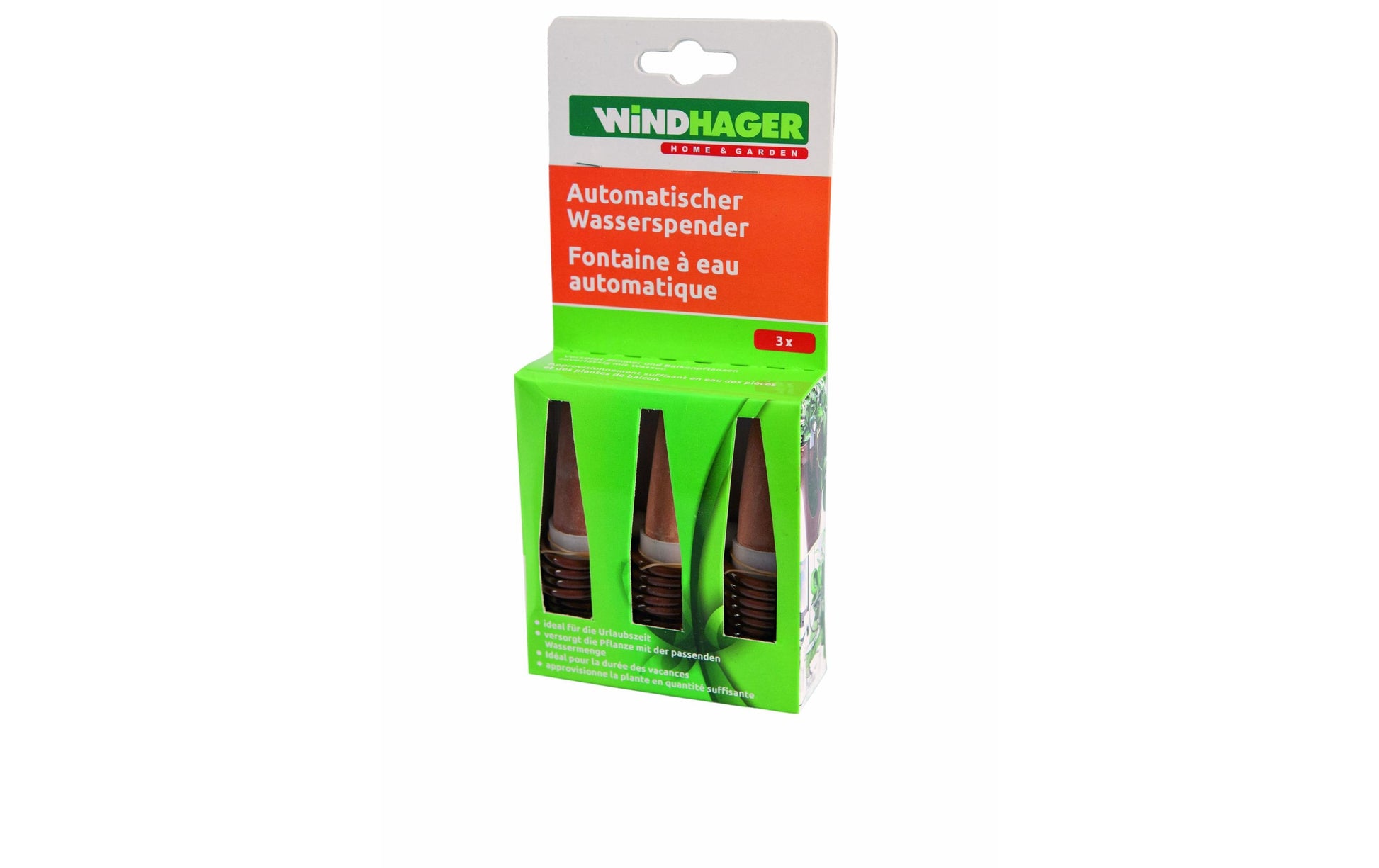 Windhager Automatischer Wasserspender – Ø 3 mm, H 110 mm, beige, schwarz, für Urlaubsbewässerung, 3 Stk.