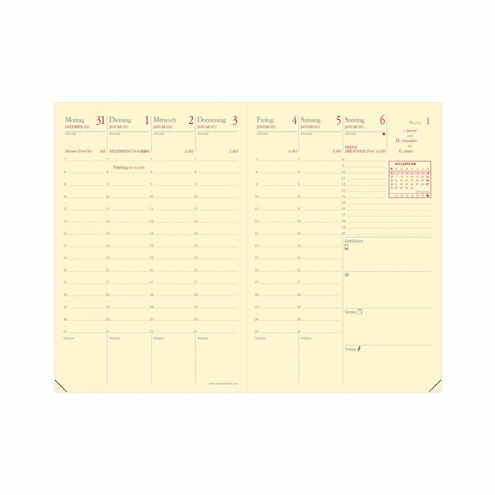 Quo Vadis Soho – Wochenagenda 2027, 1 Woche/2 Seiten, 11,0 × 16,0 cm, Stahlblau