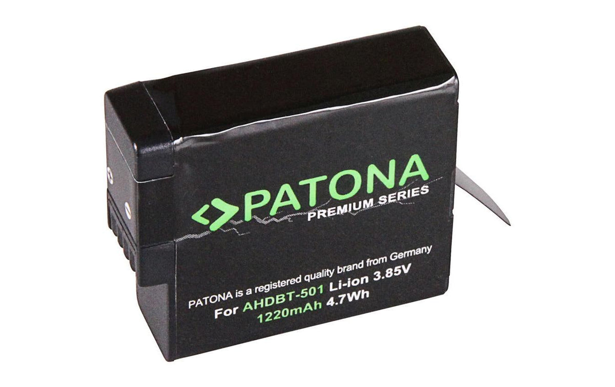 PATONA AABAT-001 Akku – 1250 mAh (4,7 Wh), 3,85 V – für GoPro Hero 5, Hero 6 – Schwarz