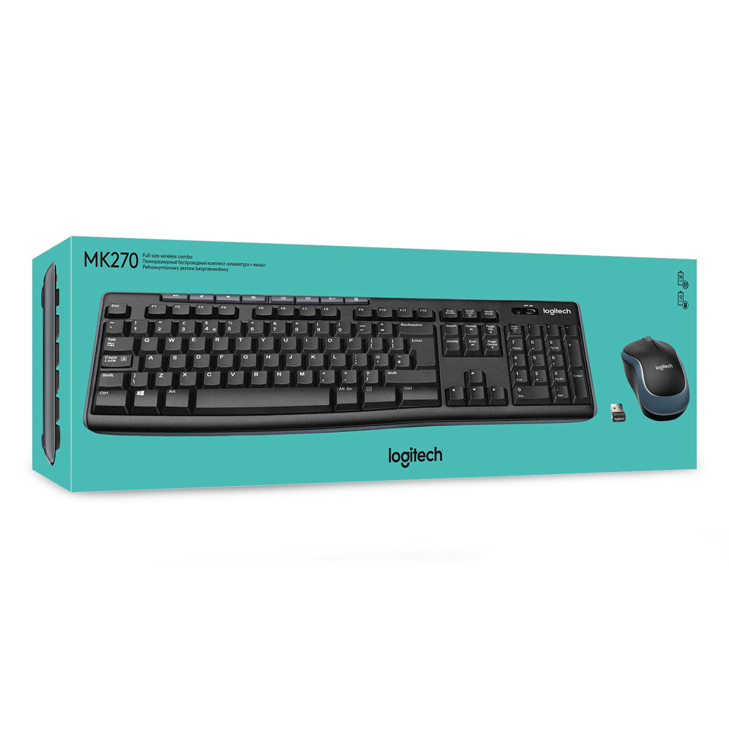 Logitech MK270 – Tastatur- und Maus-Set – AZERTY (BE) – RF 2,4 GHz, Full-Size, USB-A Nano, Schwarz