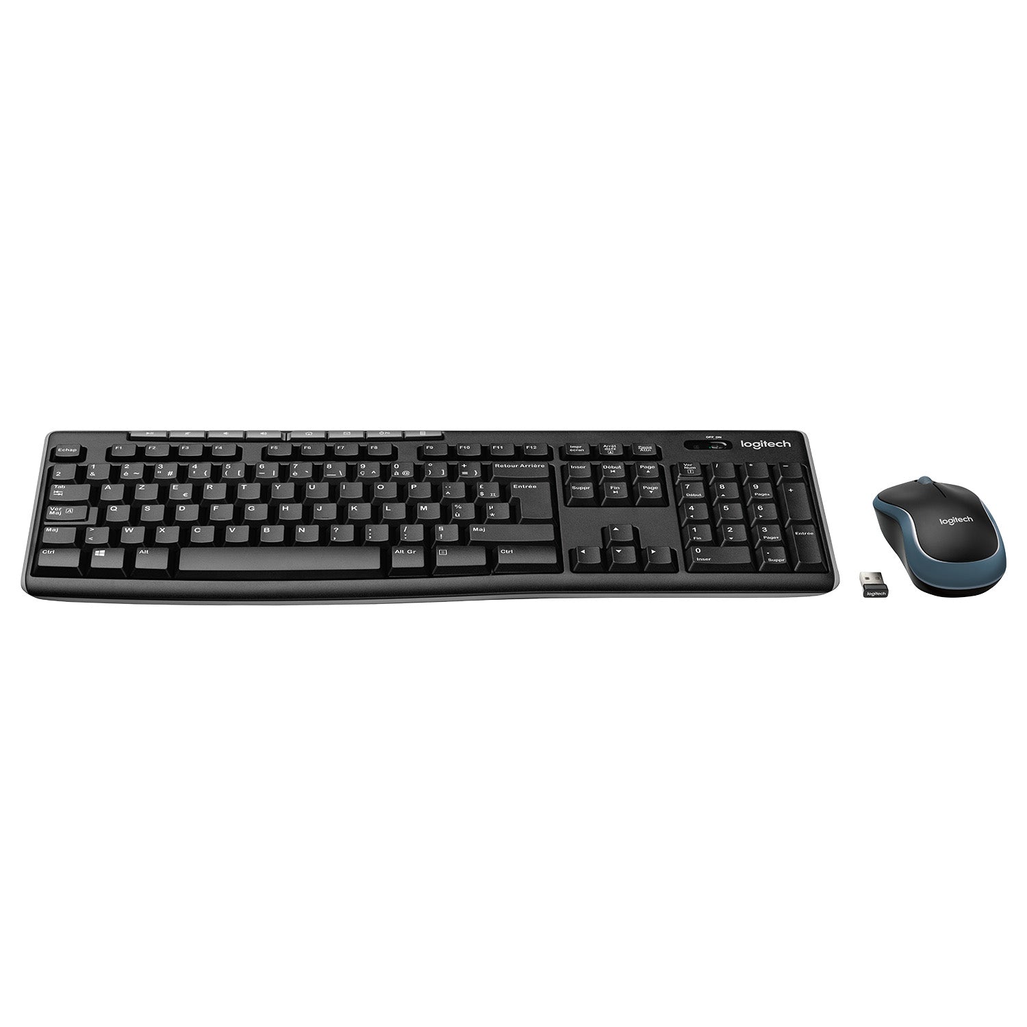 Logitech MK270 – Tastatur- und Maus-Set – AZERTY (BE) – RF 2,4 GHz, Full-Size, USB-A Nano, Schwarz