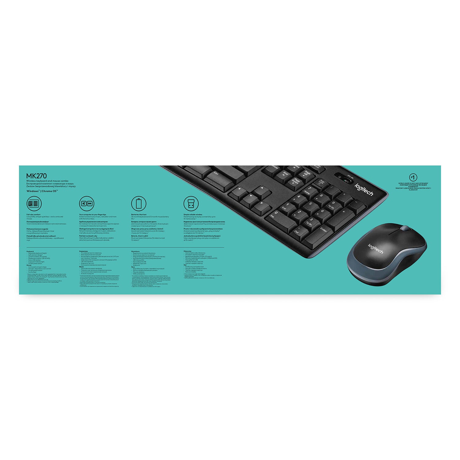 Logitech MK270 – Tastatur- und Maus-Set – AZERTY (BE) – RF 2,4 GHz, Full-Size, USB-A Nano, Schwarz