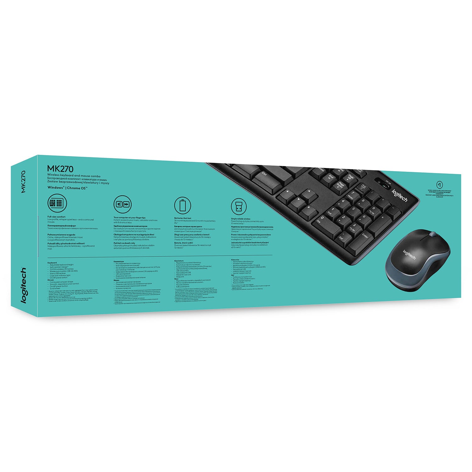 Logitech MK270 – Tastatur- und Maus-Set – AZERTY (BE) – RF 2,4 GHz, Full-Size, USB-A Nano, Schwarz