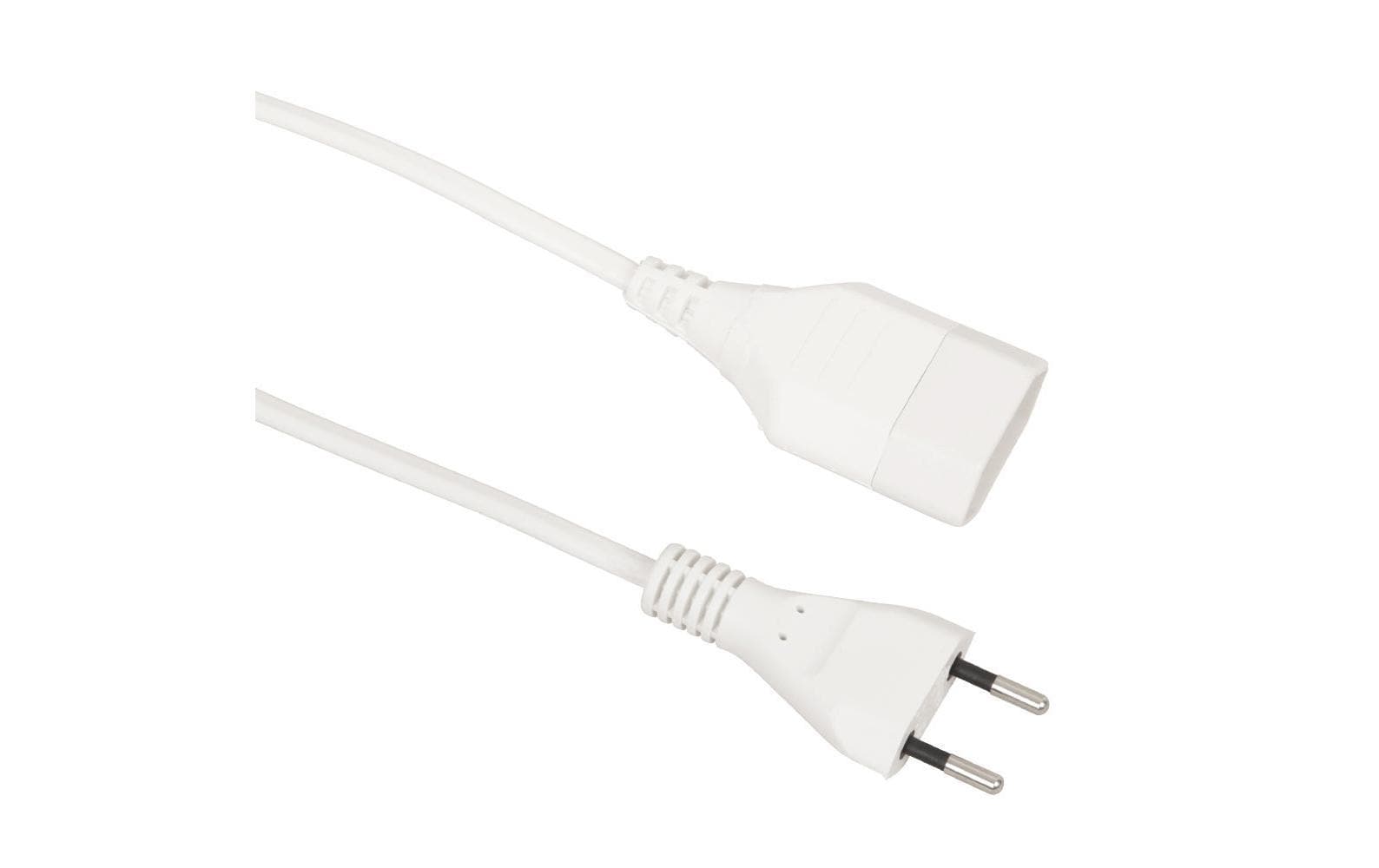 M. Schönenberger Verlängerungskabel, T11–T11, 2 m, IP20, 1 mm², Kinderschutz, angespritzt – Weiss