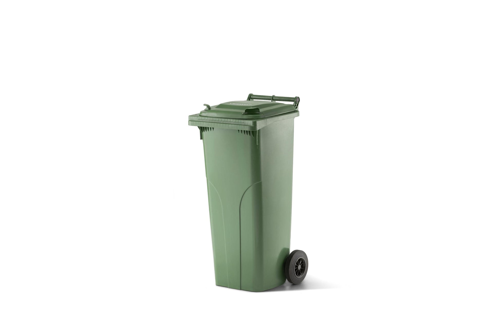 Verwo Abfallcontainer – 140 l – mit Deckel – Kunststoff, Grün – B × H × T 480 × 1075 × 540 mm