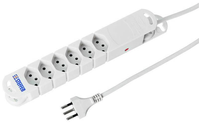 Steffen STEBA VARIABL Steckdosenleiste, 6×T13, ohne Schalter, 5 m, Eingang T12 – weiss