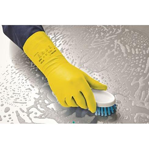 Ansell Arbeitshandschuhe AlphaTec 37-320 – Grösse 10 (XL) – Nitril, Gelb, 31 cm Stulpe, latexfrei