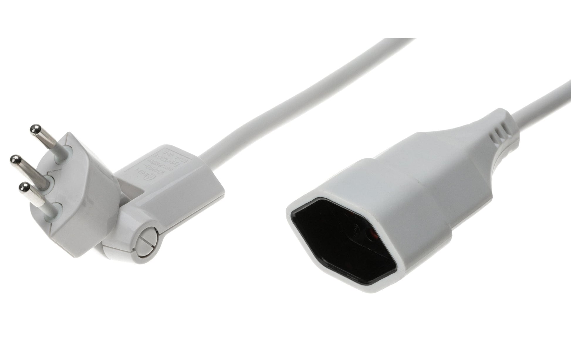 Max Hauri AG Max Hauri – Netzkabel, T12 auf T13, abgewinkelt, Kinderschutz, 3 m, Weiss, 129041