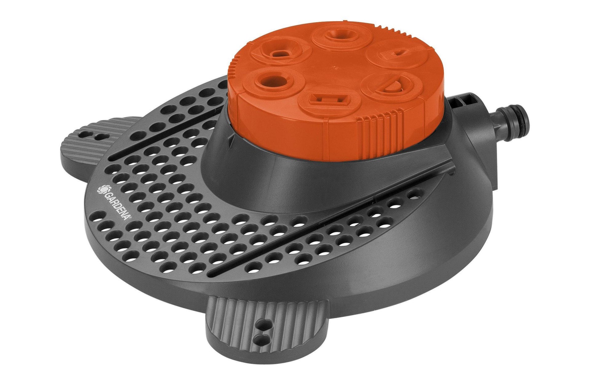 Gardena Classic Flächenregner – 6 Sprühmuster, 100 m², Reichweite 16 m, Schwarz/Orange