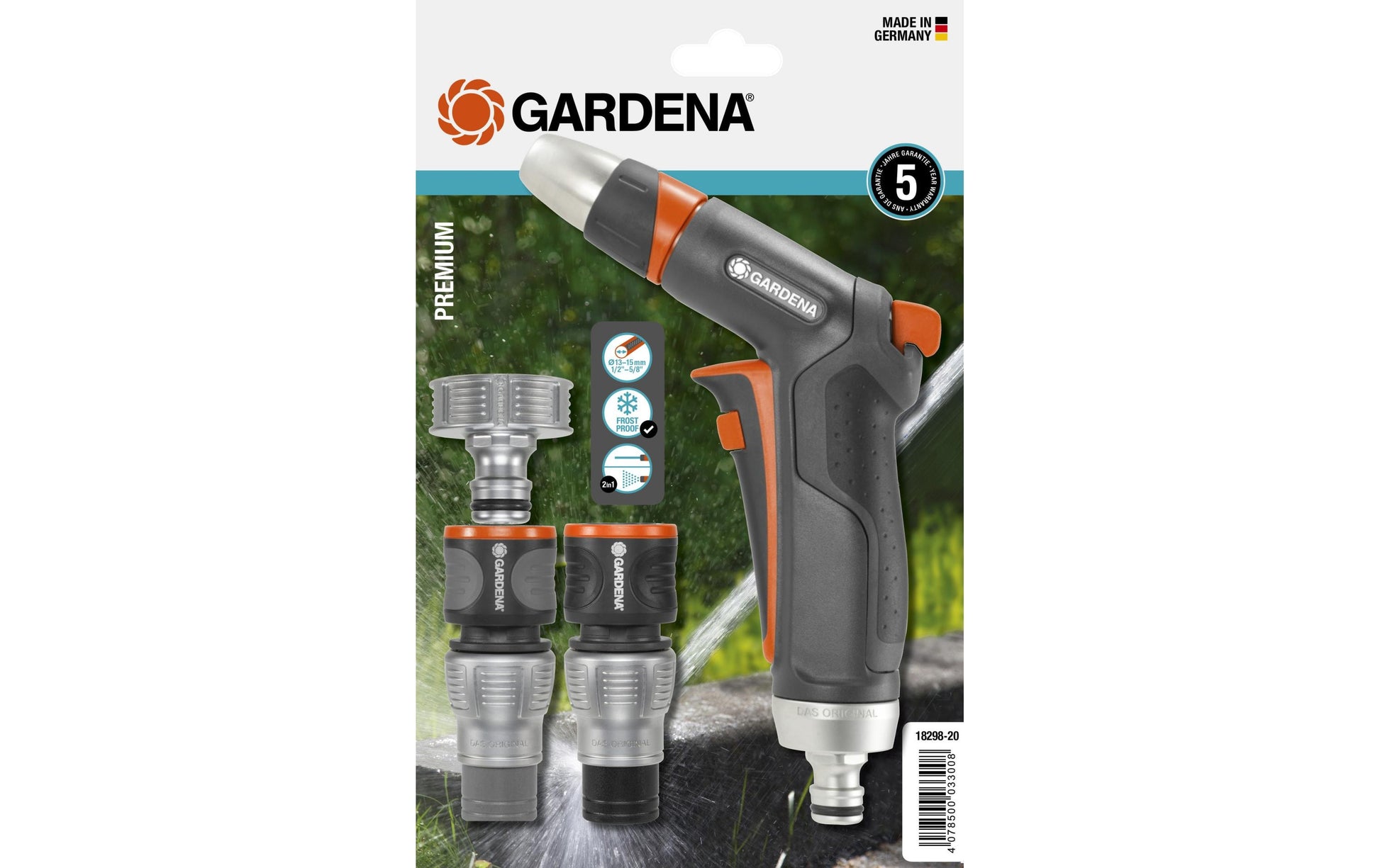 Gardena Pistolen-/Sprinkler-Anschluss – Kunststoff – Grau, Orange – 18298-20 – 5er-Pack