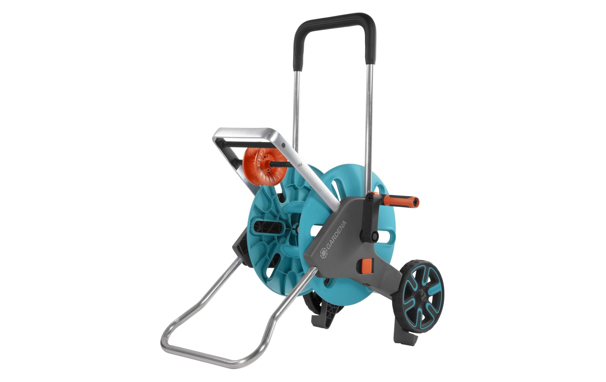Gardena AquaRoll M Easy Schlauchwagen 60m – mit 2 Rollen, manuell, schwarz/türkis, für Schläuche Ø 13/15/19 mm
