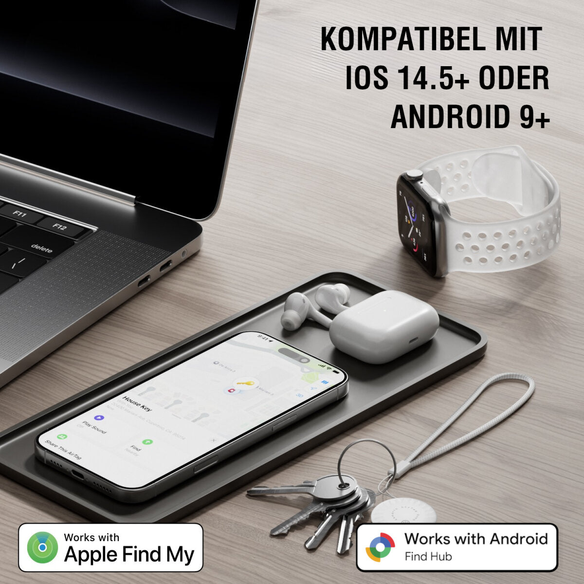4smarts SkyTag Card Duos ReCharge – Standort-Finder – Bluetooth 5,3, 50 m Reichweite, IPX5, Schwarz