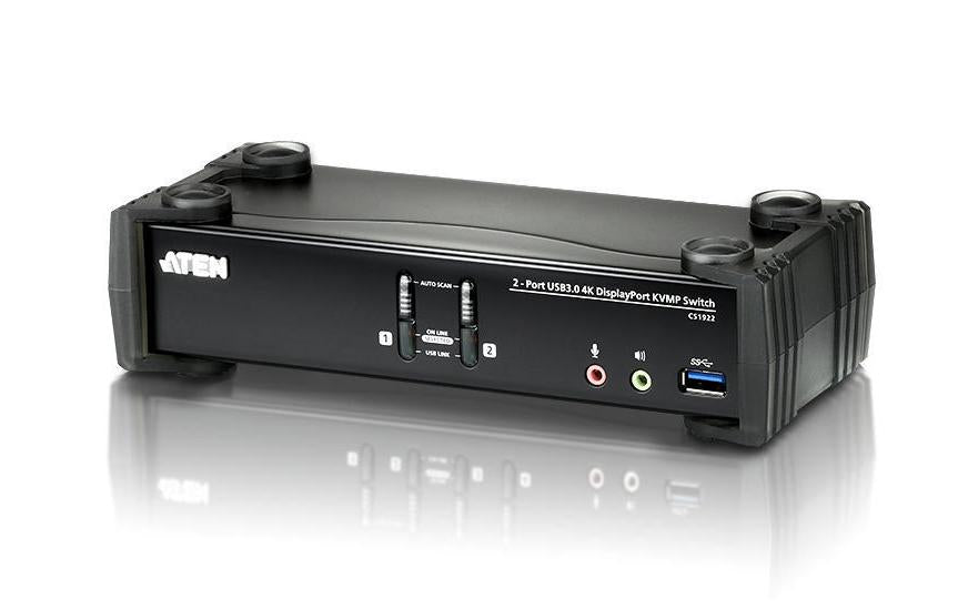 ATEN CS1922 – KVM-Switch, DisplayPort/USB 3.2 Gen 1/Audio (3,5 mm), 4K (4096 × 2160), HDCP, Hot-Plug