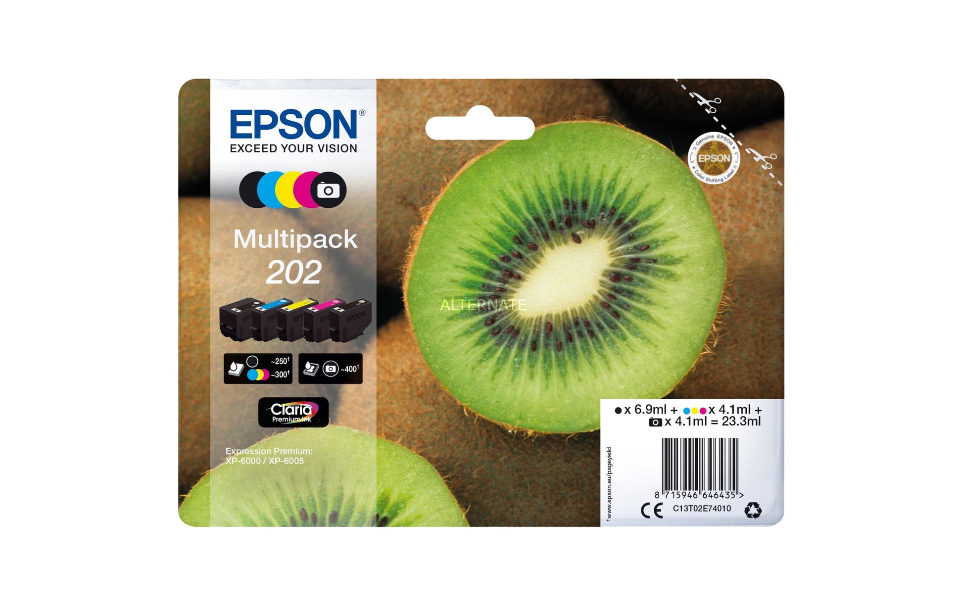Epson Tintenpatronen-Multipack 202, CMYK, 5er-Pack – für Inkjetdrucker/Multifunktionsgeräte
