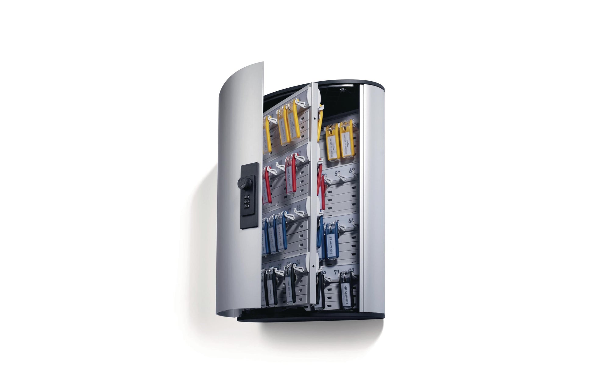 Durable Schlüsselkasten KEY BOX Code 72, 72 Haken, Zahlenschloss, Aluminium, Silber – Wandmontage
