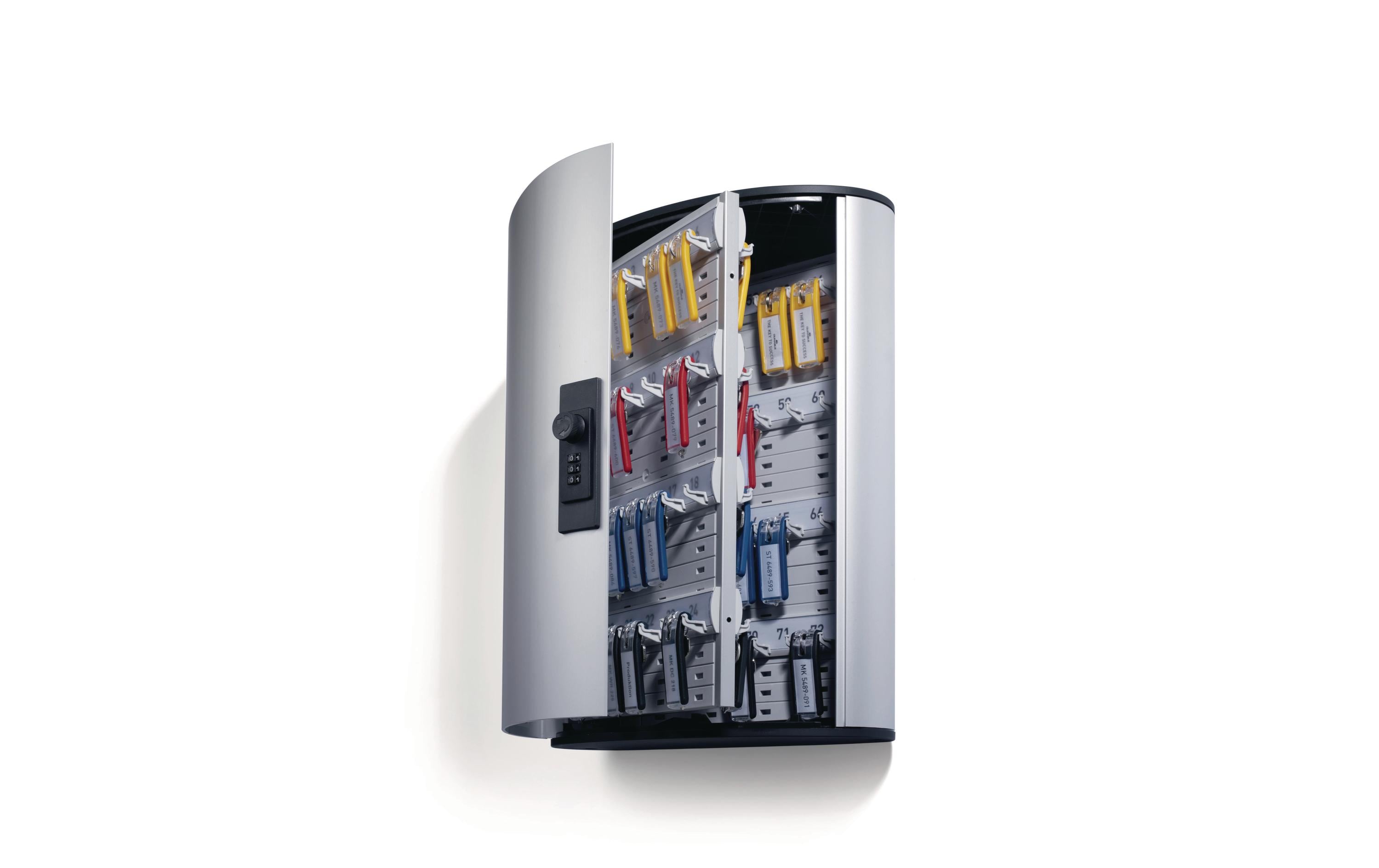 Durable Schlüsselkasten KEY BOX Code 72, 72 Haken, Zahlenschloss, Aluminium, Silber – Wandmontage