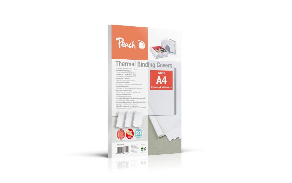 Peach Thermobindemappe – A4 – Rücken 4 mm – bis 40 Blatt, weiss – 20 Stk.