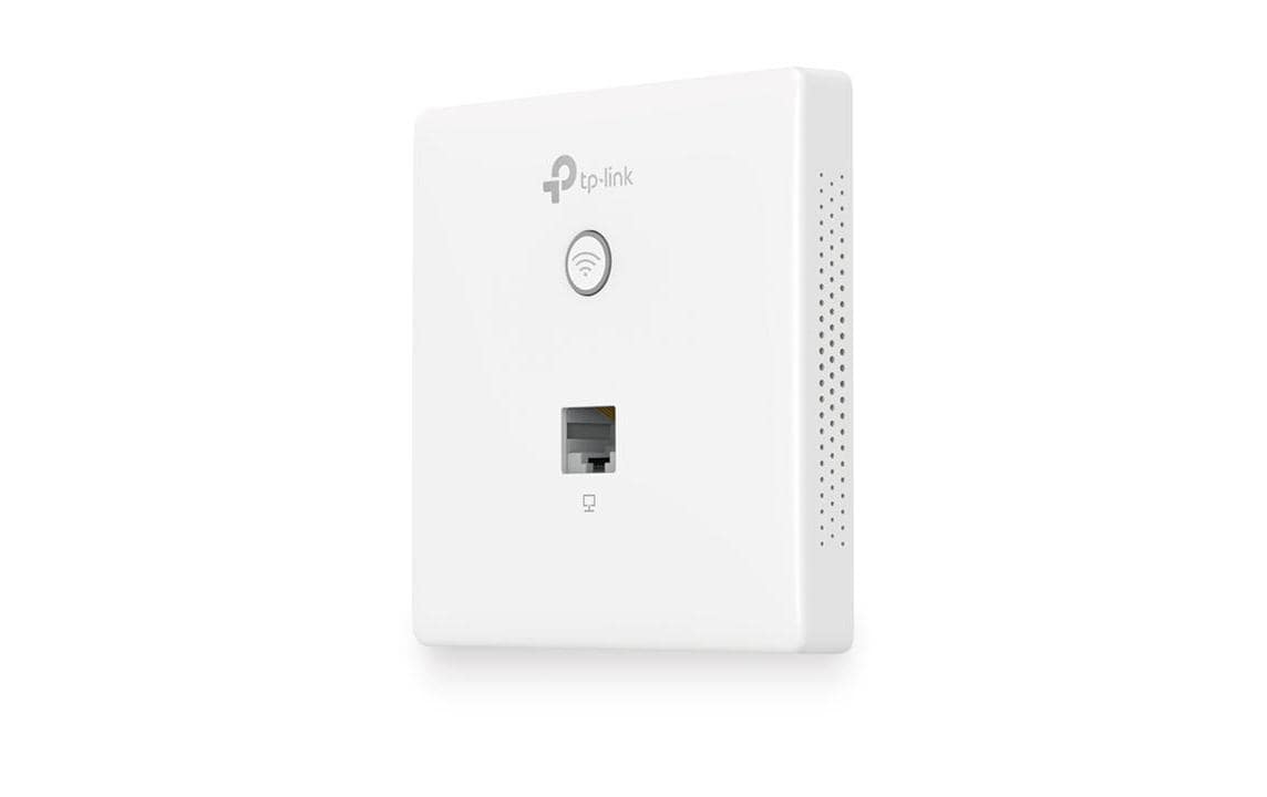 TP-Link Omada EAP115-WALL – Wi-Fi 4 Access Point, 2,4 GHz, 300 Mbit/s, 2× 10/100 Mbit/s, PoE, Wandmontage, Weiss
