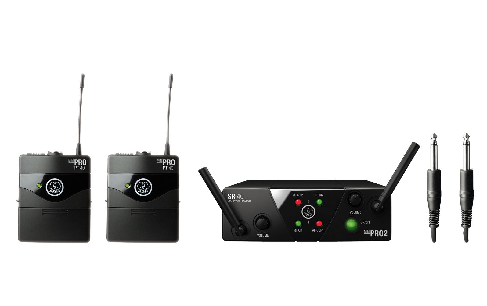 AKG WMS40 Mini Dual – Streaming-/Mikrofon-Kit – 6,3 mm Klinke/Mini XLR, Kabellos