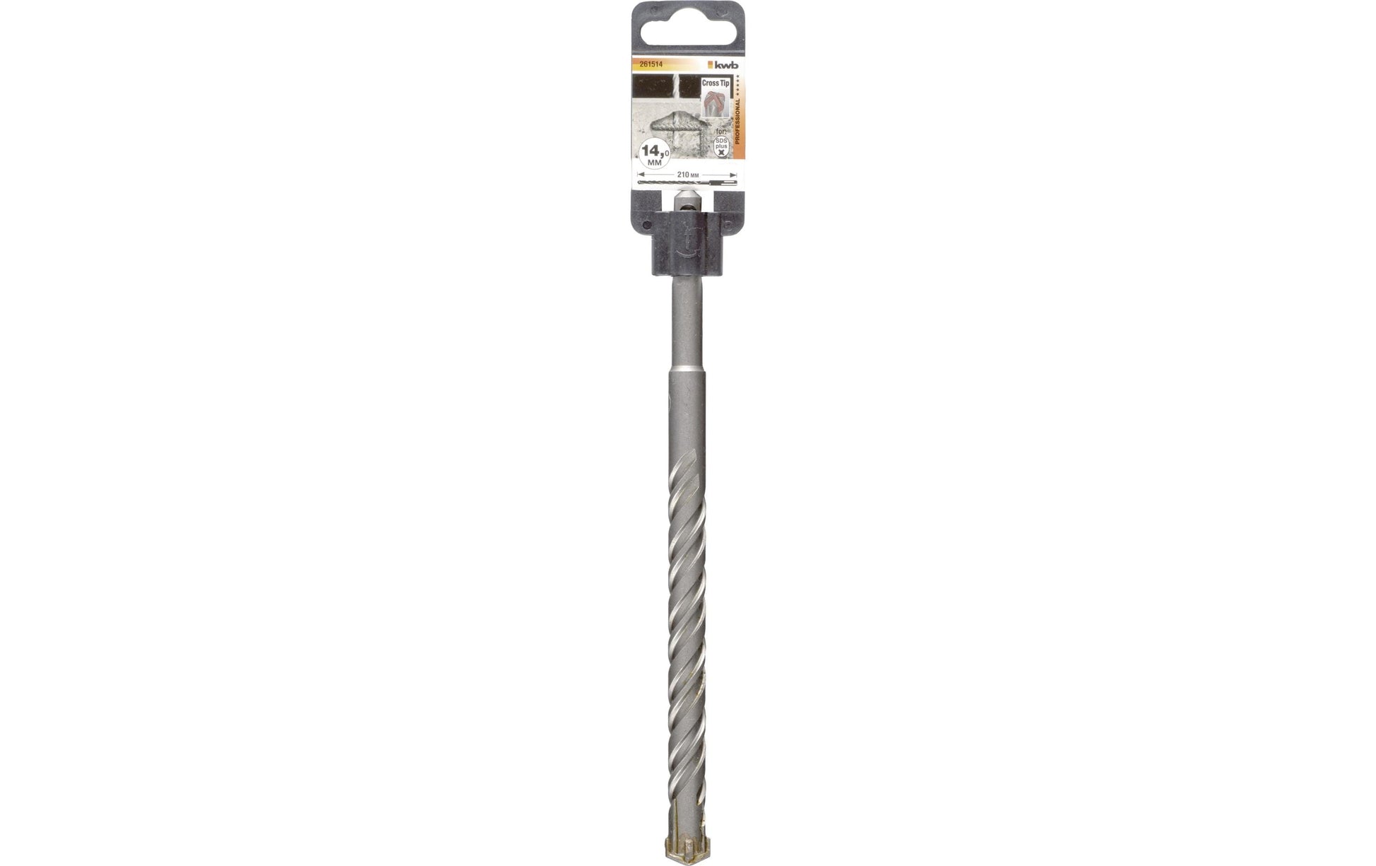 kwb Hammerbohrer 14 × 210 mm Hartmetall SDS Plus – für Mauerwerk & Beton – 4-Schneider
