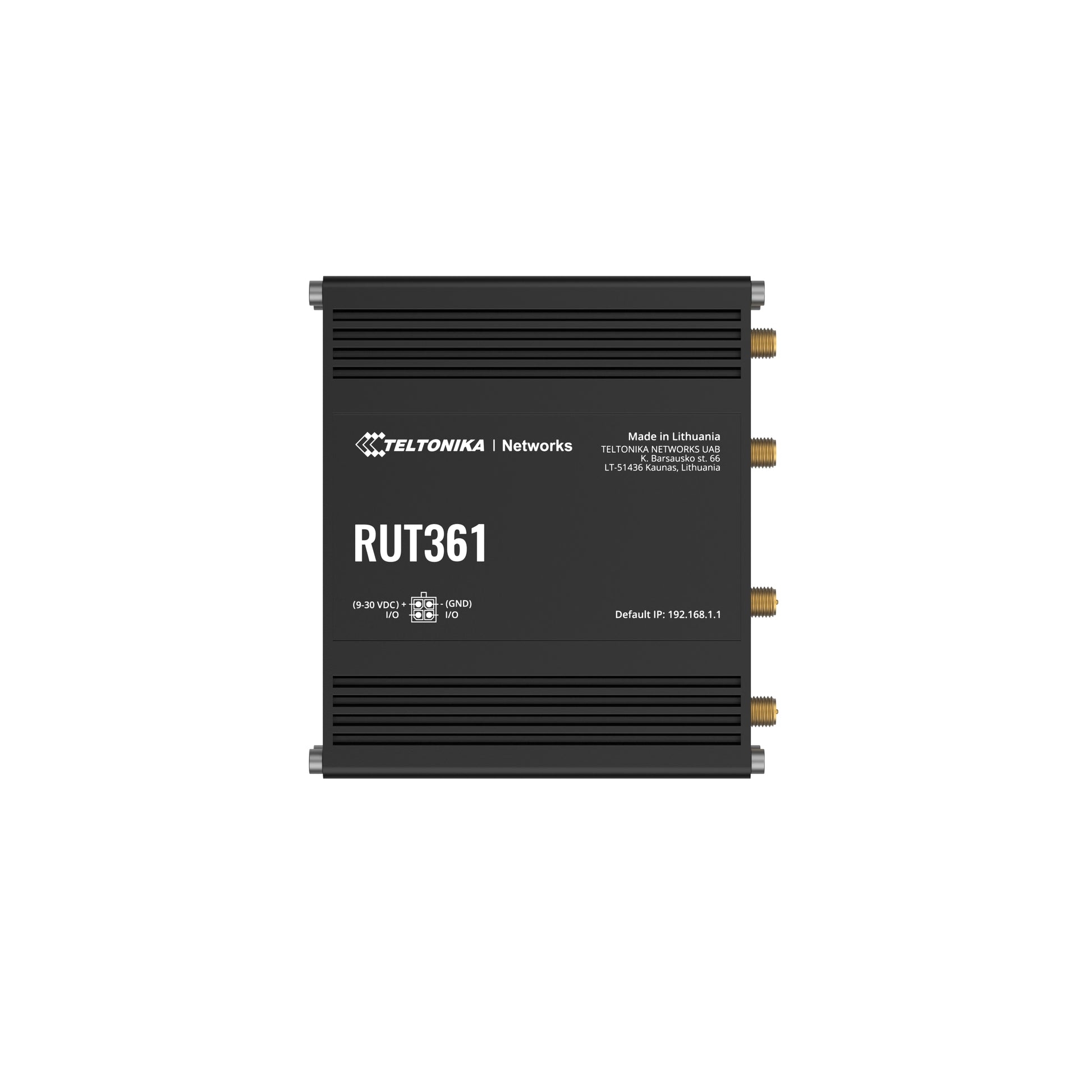 Teltonika RUT361 – 4G-Router, Wi-Fi 4, 2,4 GHz, 2× 100 Mbit/s, Mini-SIM, 9–30 V, Schwarz