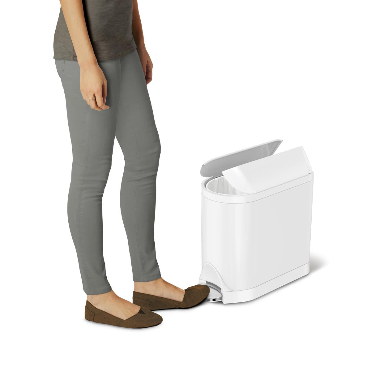 Simplehuman Treteimer CW2042 – 10 l – Stahl, Oval – Weiss