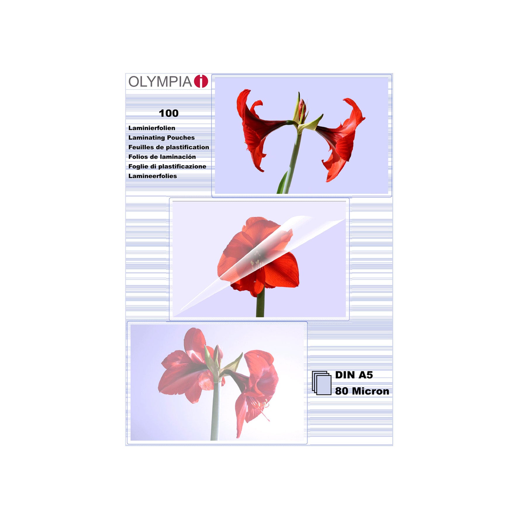Olympia Laminierfolien A5 – 80 µm, glänzend, 100 Stück