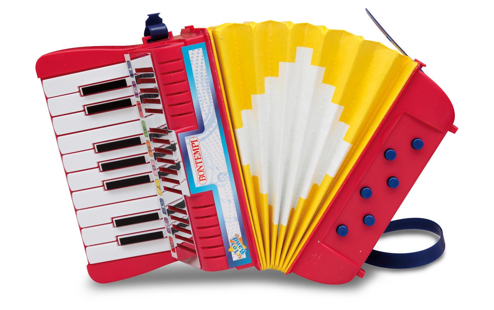 Bontempi Akkordeon – 12 × 21 × 21 cm – ab 3 Jahren – Kunststoff – rot/weiss/gelb