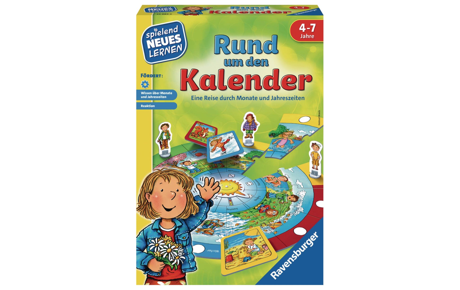 Ravensburger Lernspiel – Rund um den Kalender, Familienspiel, 2–4 Spieler, ab 4 Jahren, Deutsch