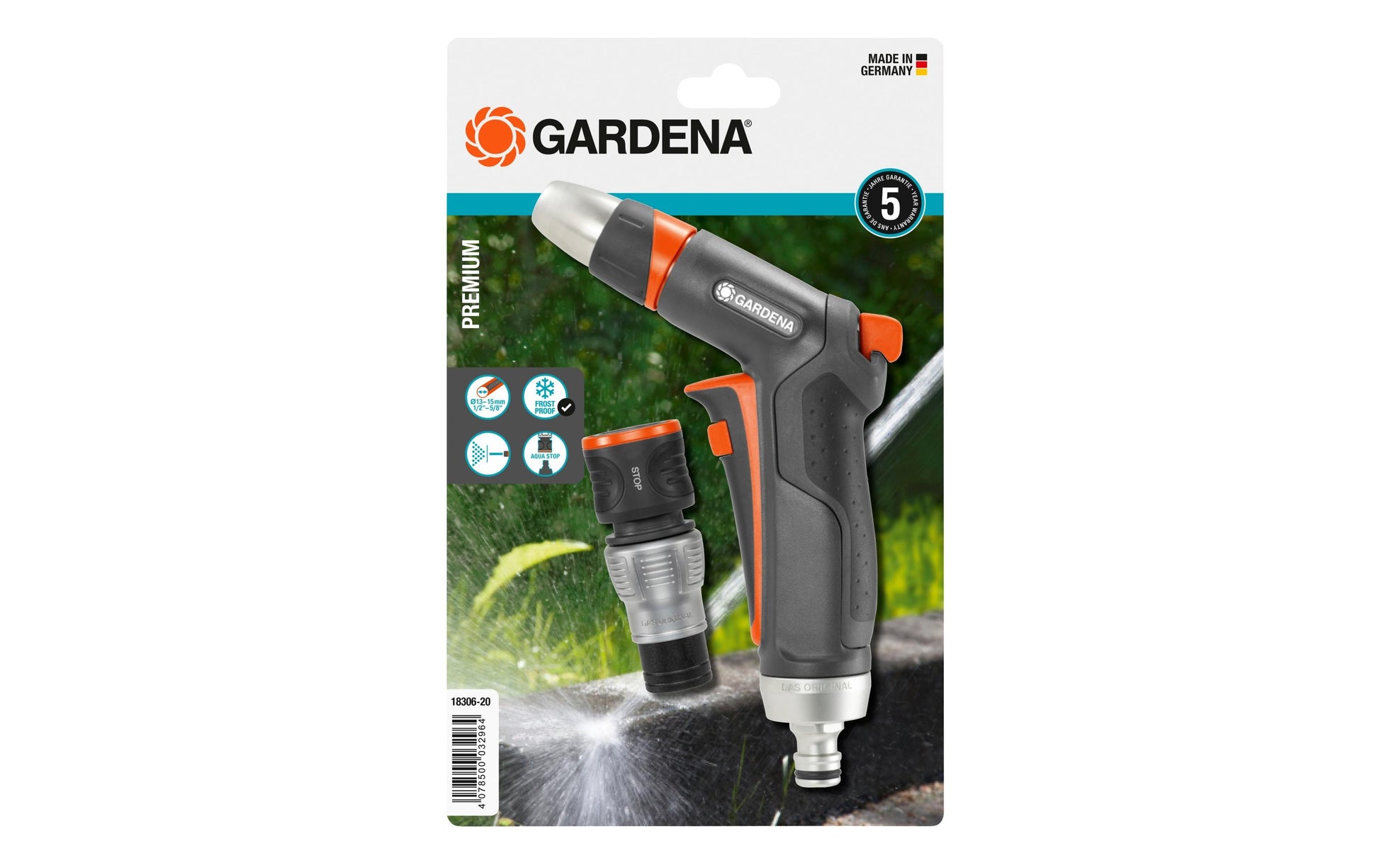 Gardena Premium Reinigungsspritzen-Set – Düsensatz, Grau, stufenlose Dosierung, frostgeschützt, 2 Stk.