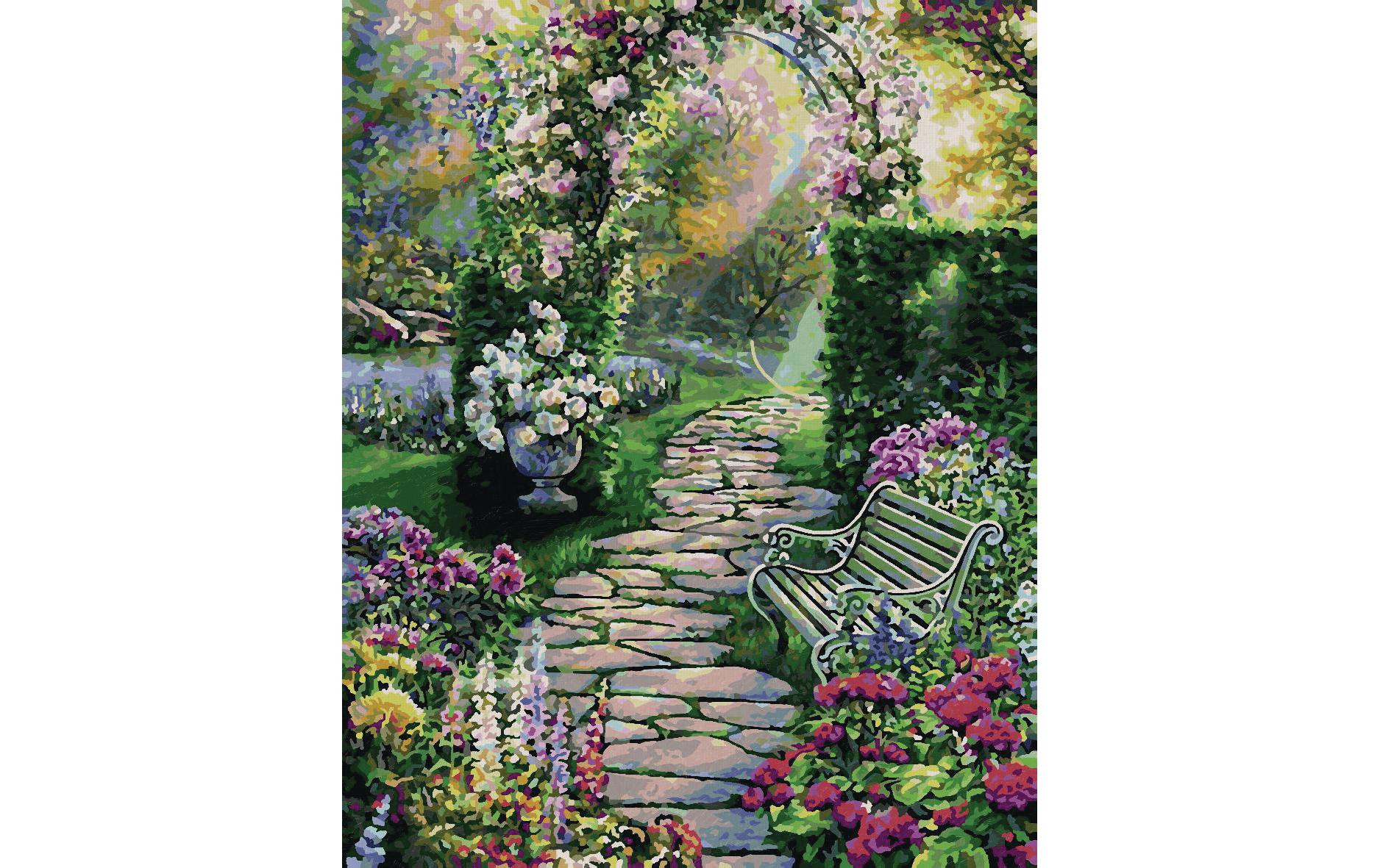 Schipper Mein schöner Garten – Malen-nach-Zahlen-Set – Blumen/Gärten – 40 × 50 cm – ab 8 Jahren