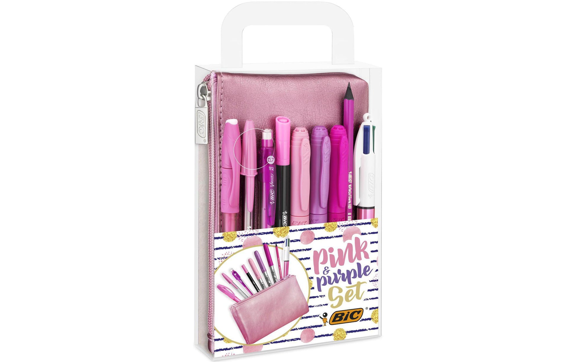 BIC Schlamperetui, gefüllt (9-teilig), pink