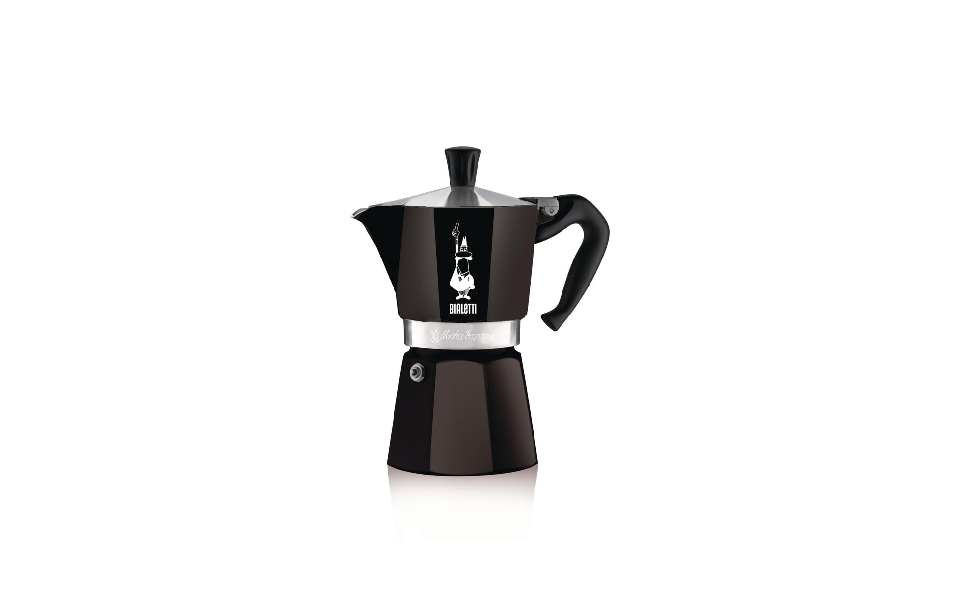 Bialetti Moka Express Espressokanne – 6 Tassen, 300 ml, für Glaskeramik, Schwarz