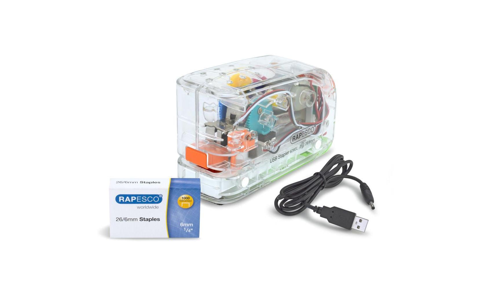 Rapesco 626EL Elektrohefter – 15 Blatt, Akku, Transparent