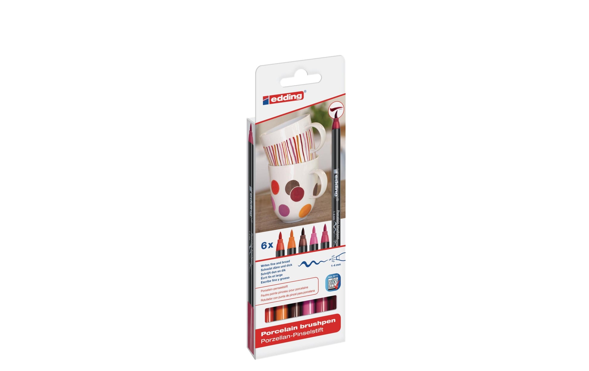 Edding Permanentmarker für Porzellan, Glas, Keramik – Mehrfarbig, 6er-Set