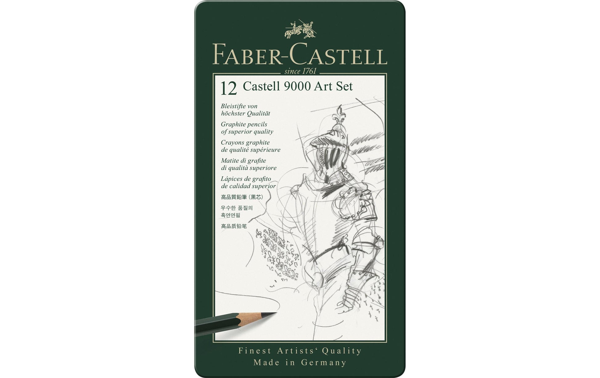 Faber-Castell CASTELL 9000 Graphit-Set, 8B–2H, mit Aufbewahrungsbox – 12-teilig