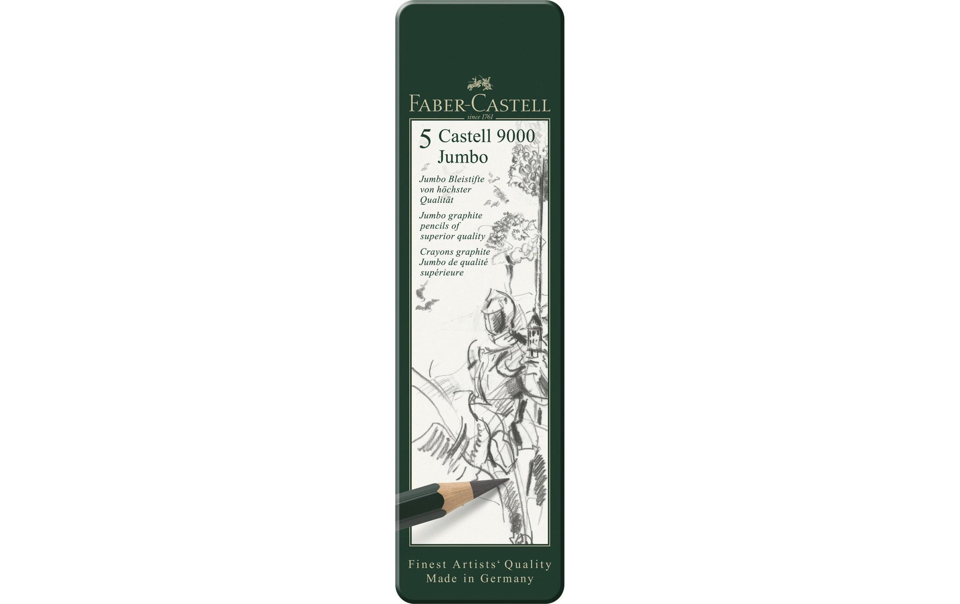 Faber-Castell Castell 9000 Bleistifte HB, Jumbo – 5er-Set
