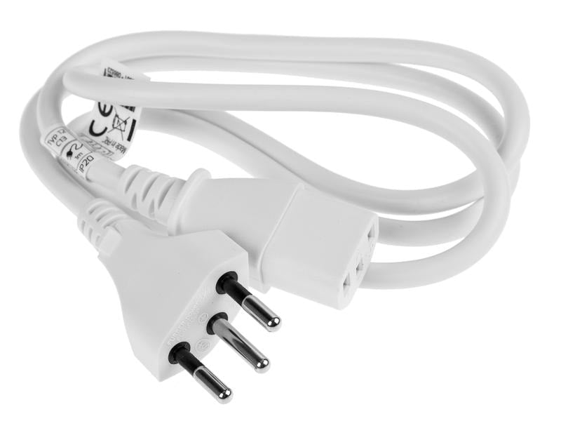 Furber. Netzkabel – T12–IEC C13, 1 m, 230 V/10 A, weiss