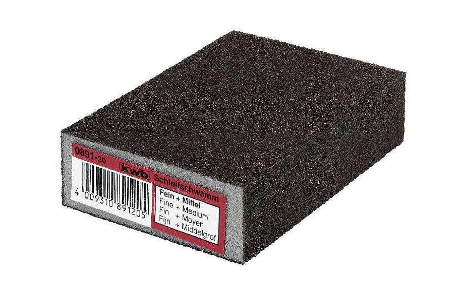 kwb Schleifschwamm Feine Körnung – 100 × 70 × 26 mm, Aluminiumoxid, Schaumträger