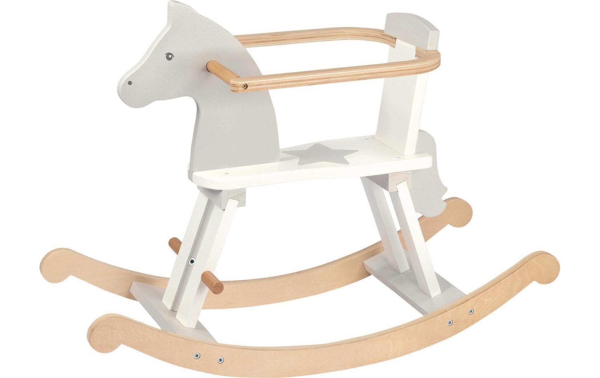 Goki Schaukelpferd – 78 × 57 × 30,5 cm – ab 1 Jahr – Holz, weiss/beige