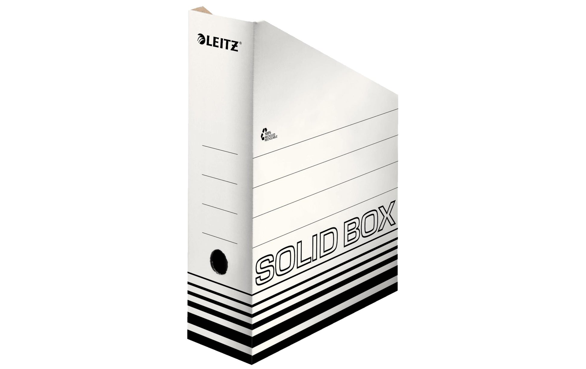 Leitz Solid Stehsammler – für A4, B 100 × H 320 × T 260 mm, schwarz/weiss, Karton