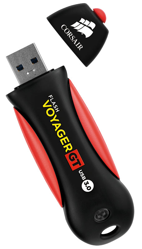 Corsair Flash Voyager GT USB-Stick 32 GB – USB-A 3.2 Gen 1, 390/80 MB/s, mit Kappe, Schwarz, Rot