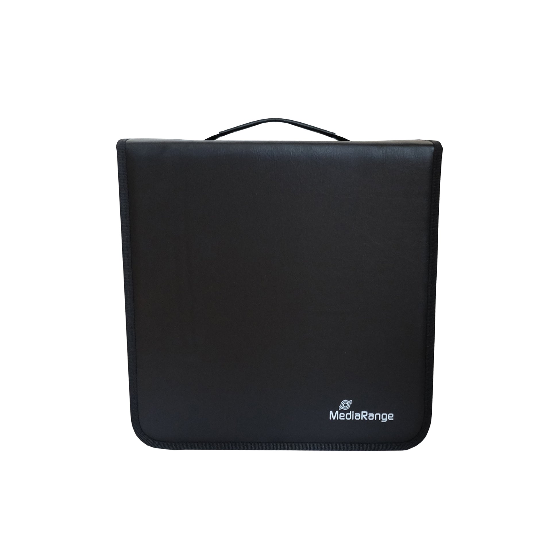 MediaRange CD-Tasche für 200 Disks – Kunstleder, Fleece, Schwarz, mit Reissverschluss und Griff