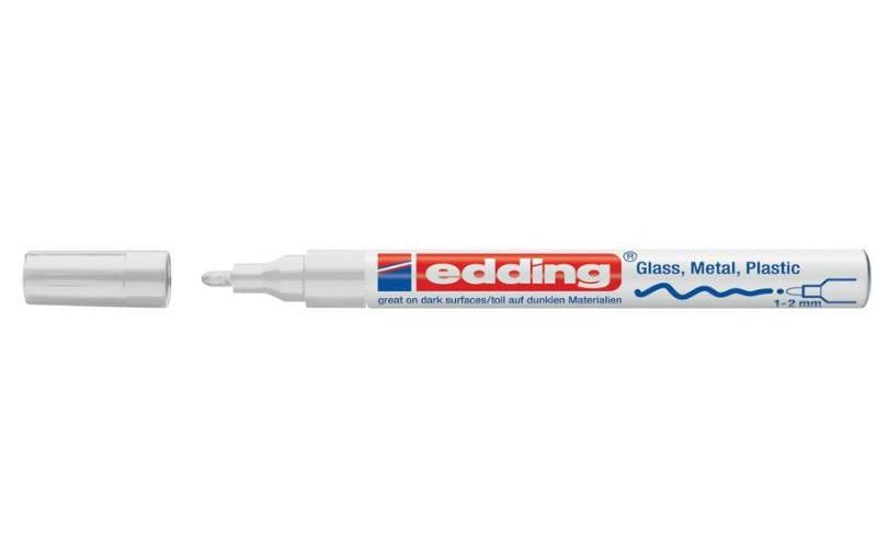 Edding 751 Lackmarker – Rundspitze 1–2 mm – Weiss – für Glas, Metall und Kunststoff