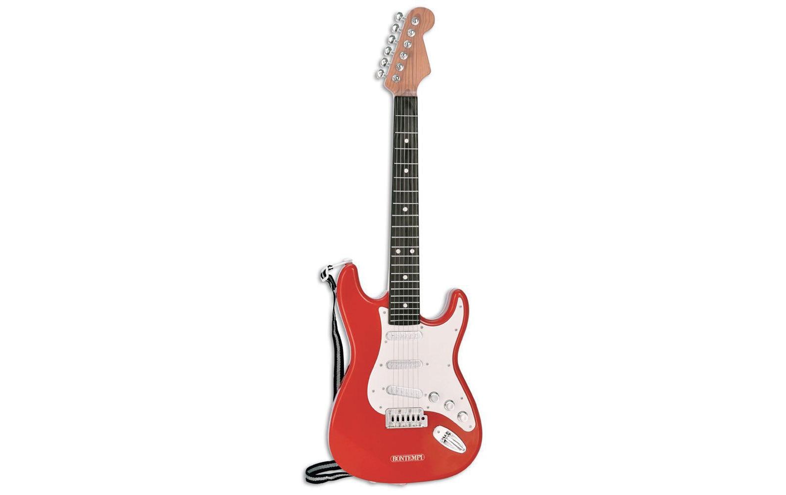 Bontempi Gitarre – 8 Lieder, 3×AA – 67 cm – ab 5 J. – Kunststoff – schwarz/rot/weiss