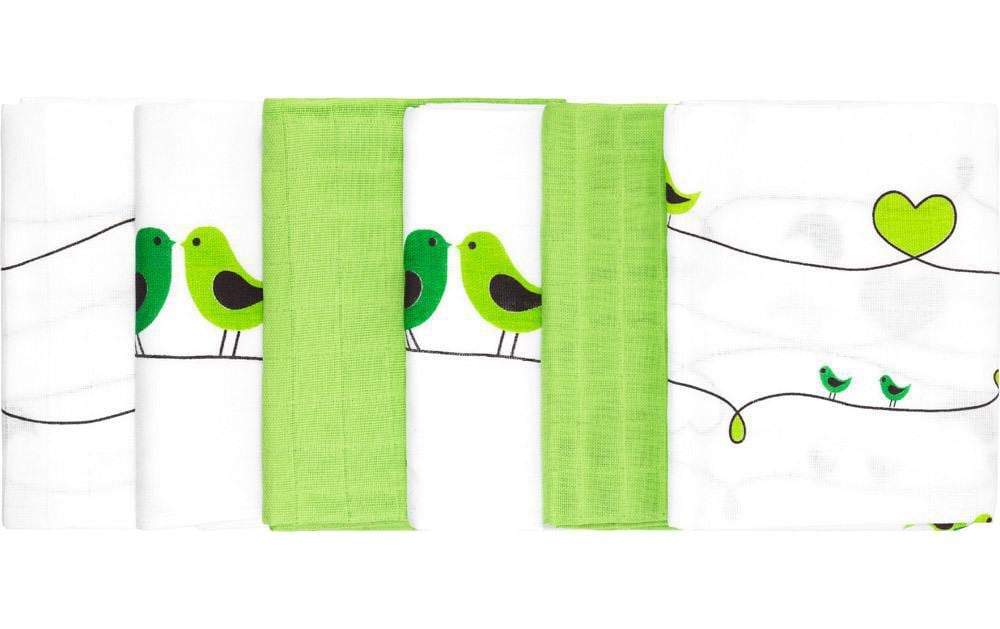 Makian Handtuch-Set – 6er-Set (80 × 80 cm), Grün/Weiss, Baumwolle